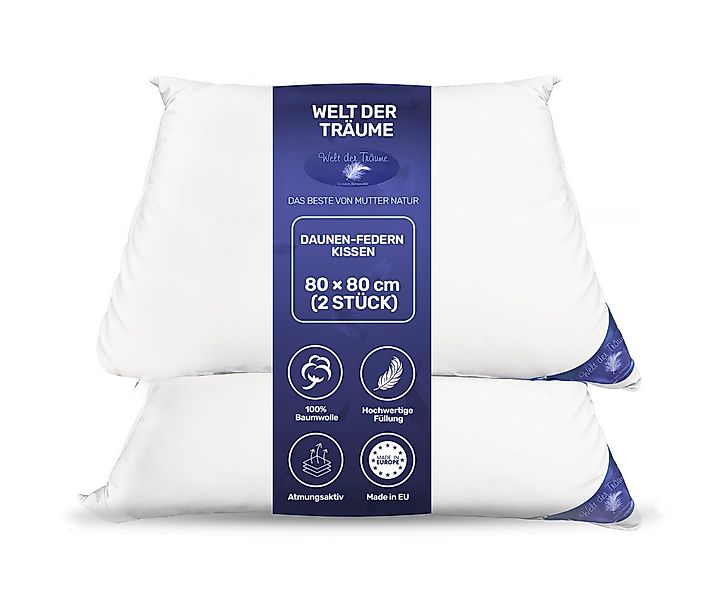 Welt der Träume Daunenkissen 2 Stück Daunenkissen Kopfkissen Kissen 40x40cm günstig online kaufen