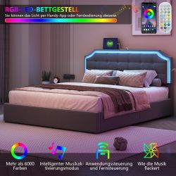 FUROKOY Polsterbett Boxspringbett Doppelbett LED Licht, günstig online kaufen