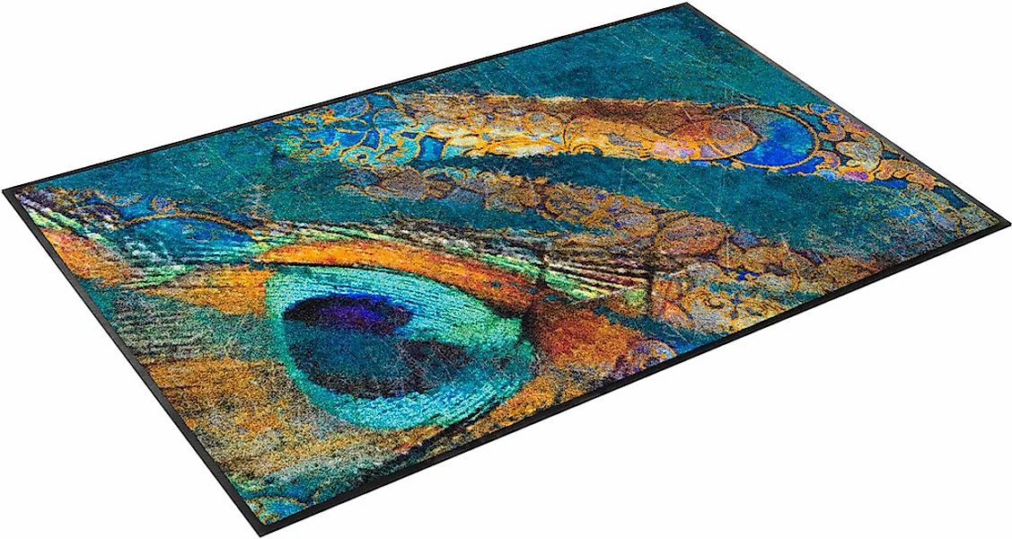 wash+dry by Kleen-Tex Teppich "Exotic Pavo" rechteckig 7 mm Höhe rutschhemm günstig online kaufen