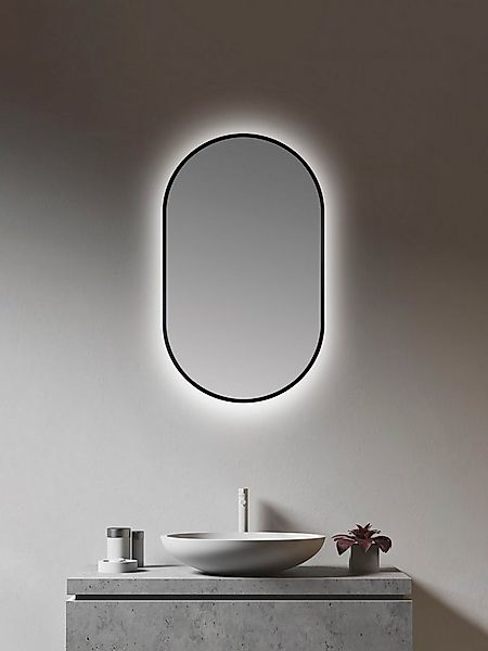 Talos Dekospiegel LED Design Spiegel oval schwarz, 45x75 cm (1-St), LED Bel günstig online kaufen