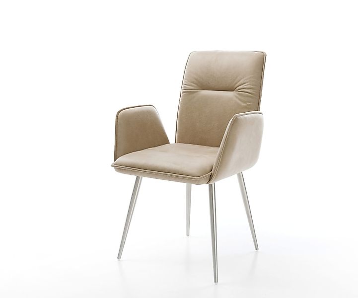 Esszimmerstuhl Vinja-Flex Mikrofaser Beige Vintage 4-Fuß konisch Edelstahl günstig online kaufen