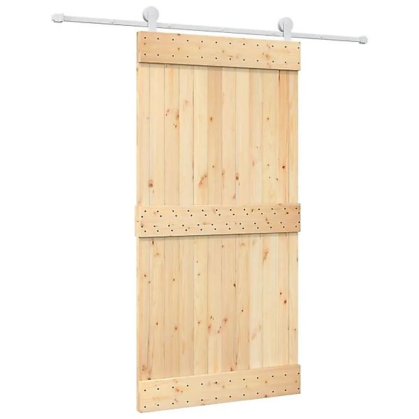 vidaXL Schiebetür mit Beschlag 100x210 cm Massivholz Kiefer 3203109 günstig online kaufen