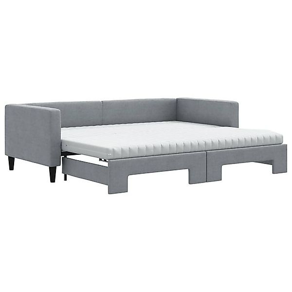 vidaXL Bett, Tagesbett Ausziehbar mit Matratze Hellgrau 90x190 cm Stoff günstig online kaufen