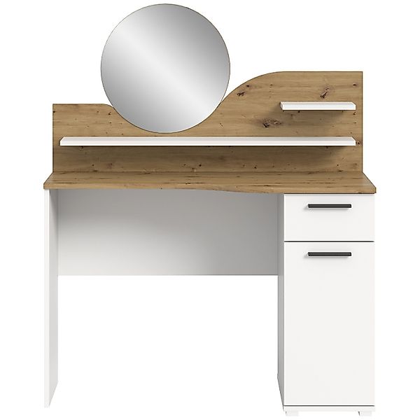 Inn.Furn Schminktisch Weiß Eiche 110 cm mit Spiegel und Stauraum Viola günstig online kaufen