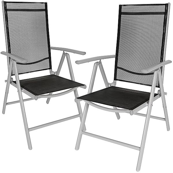 2 Aluminium Gartenstühle klappbar - schwarz/silber günstig online kaufen
