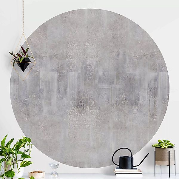 Runde Tapete selbstklebend Rustikales Betonmuster Grau günstig online kaufen