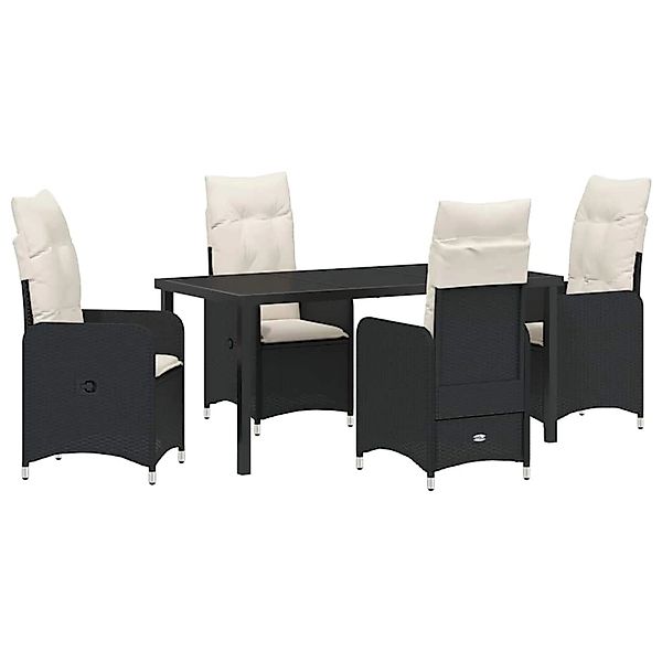 vidaXL Garten Essgruppe mit Kissen 5-Tlg Schwarz Poly Rattan 3379635 günstig online kaufen