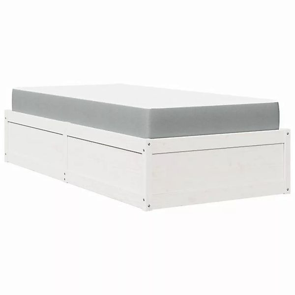 vidaXL Bett Bett mit Matratze Weiß 90x200 cm Massivholz Kiefer günstig online kaufen