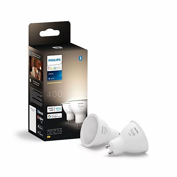 Philips Hue Bluetooth White Lampe GU10 in Weiß 4,2W 400lm 2er Set günstig online kaufen