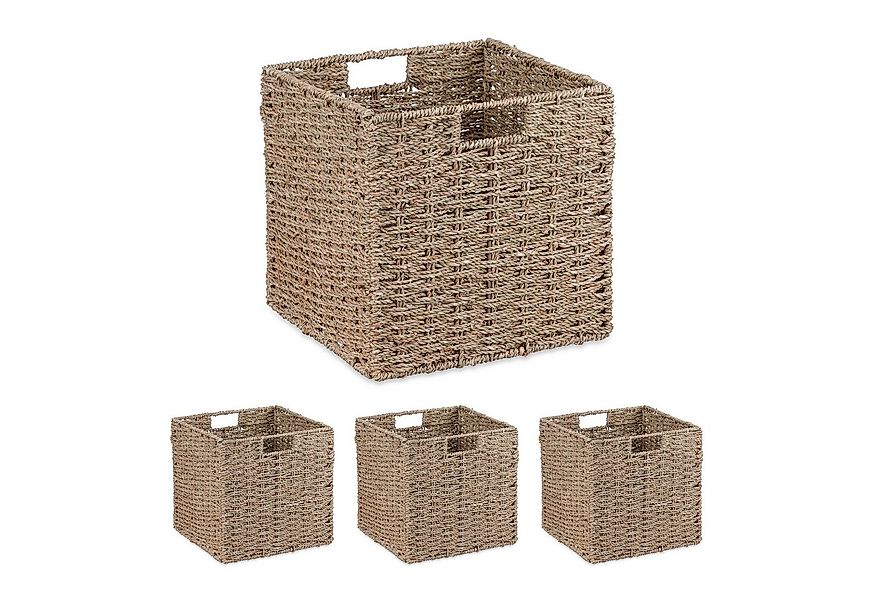 relaxdays Regalkorb Aufbewahrungskorb Seegras im Set (4er Set, 4 St), 4er P günstig online kaufen