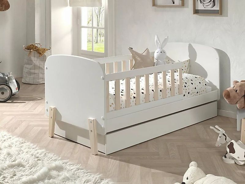 Natur24 Kinderbett Bett Kinderbett mit Schublade Kiddy MDF und Kiefer 70x14 günstig online kaufen