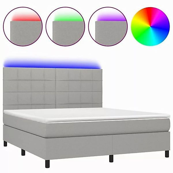 vidaXL Boxspringbett Boxspringbett mit Matratze LED Hellgrau 160x200 cm Sto günstig online kaufen