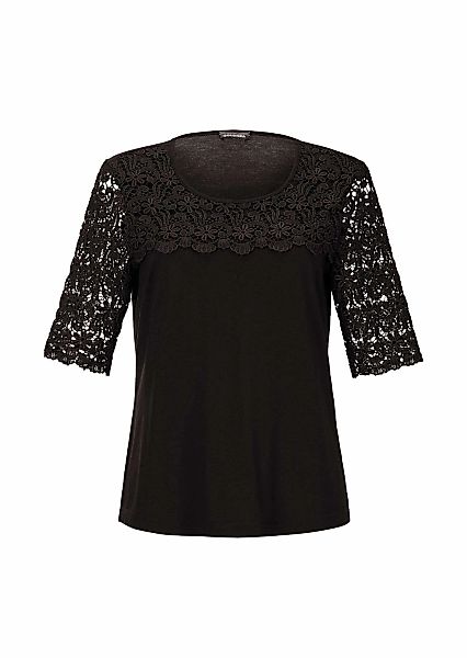 GOLDNER Langarm-Poloshirt "Kurzgröße Viskose-Blusenshirt mit Spitze" Ohne günstig online kaufen