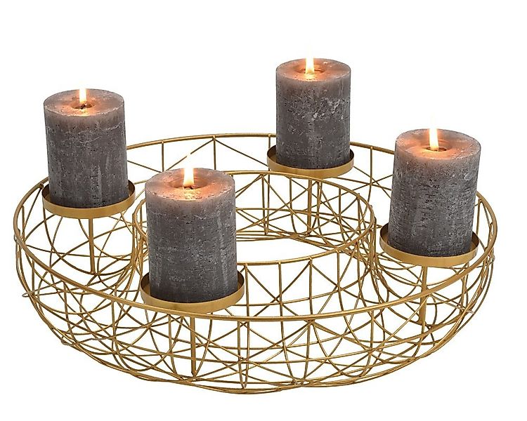 matches21 HOME & HOBBY Kerzenhalter Metall Advents-Kranz Korb mit Deko und günstig online kaufen