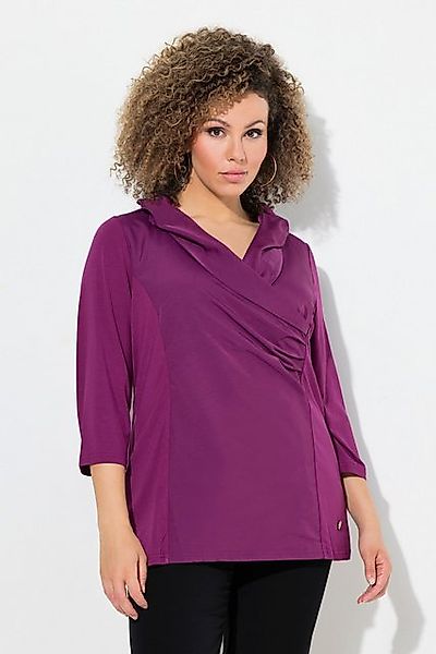 Ulla Popken T-Shirt Shirt Taft-Kragen Classic V-Ausschnitt 3/4-Arm günstig online kaufen