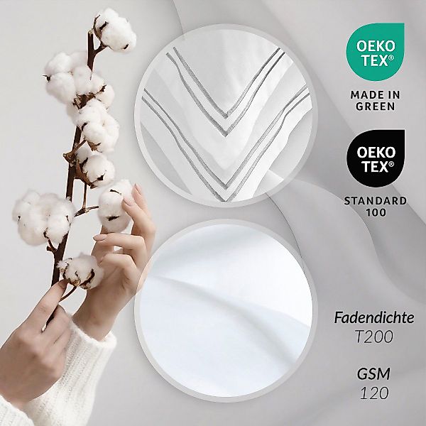 Pure cottom Bettwäsche Baumwoll-Satin Bettwäsche grau/weiß, günstig online kaufen