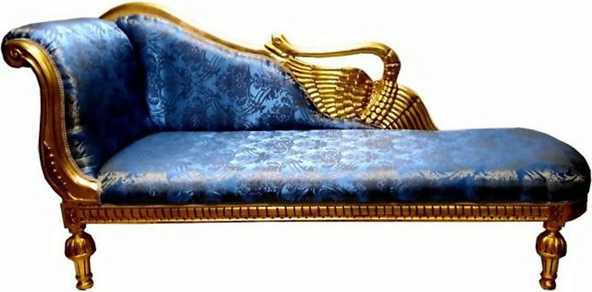 Casa Padrino Chaiselongue Barock Chaiselongue Blau Muster / Gold - Golden W günstig online kaufen