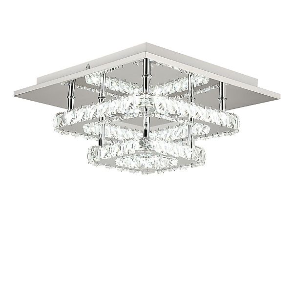 LETGOSPT LED Deckenleuchte Edelstahl Doppelschicht Kristalllampe günstig online kaufen