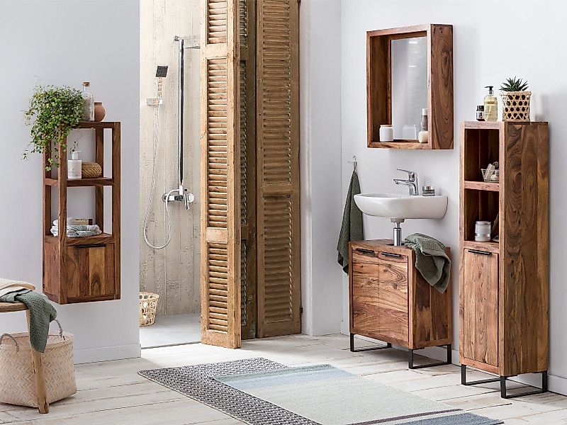 massivum Hochschrank Sydney Akazienholz Badschrank Badregal günstig online kaufen