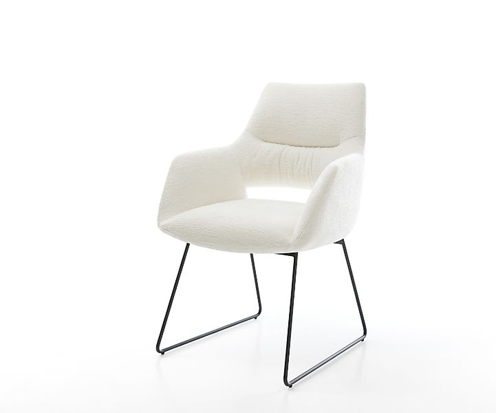 Esszimmerstuhl Yago-Flex mit Armlehnen Bouclé Soft Beige Kufengestell Schwa günstig online kaufen