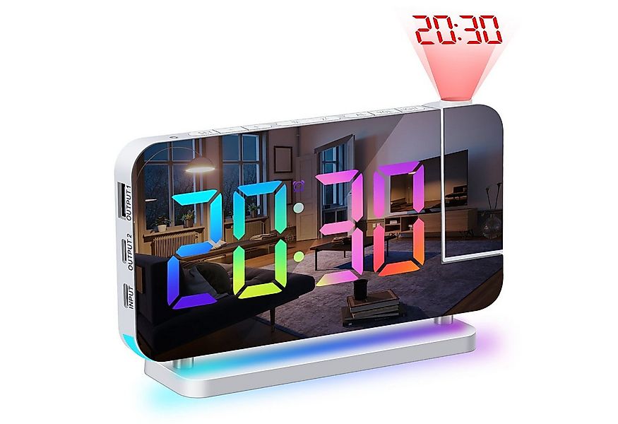 autolock Wecker Wecker Digital,Wecker Mit Projektion,LED-Spiegeluhr mit um günstig online kaufen