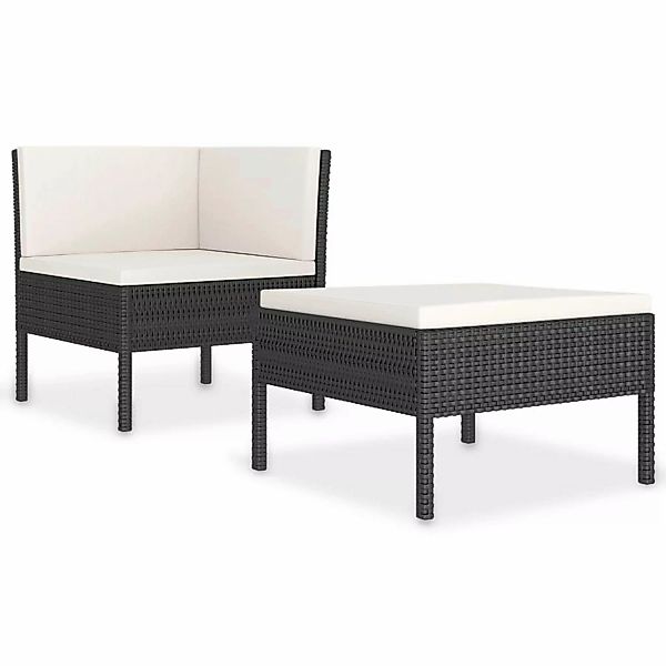 2-tlg. Garten-lounge-set Mit Auflagen Poly Rattan Schwarz günstig online kaufen