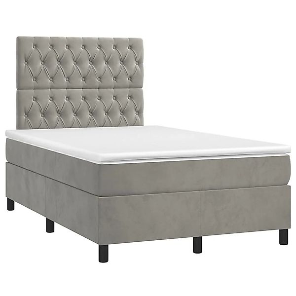 vidaXL Boxspringbett mit Matratze & LED Hellgrau 120x200 cm Samt 3136293 günstig online kaufen