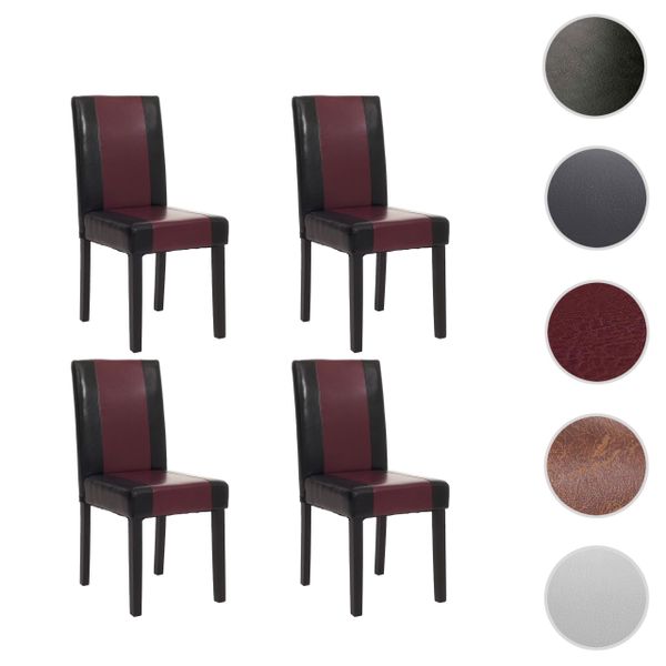 MCW Esszimmerstuhl Littau 4er-Set Kunstleder Schwarz-Rot Dunkle Beine günstig online kaufen