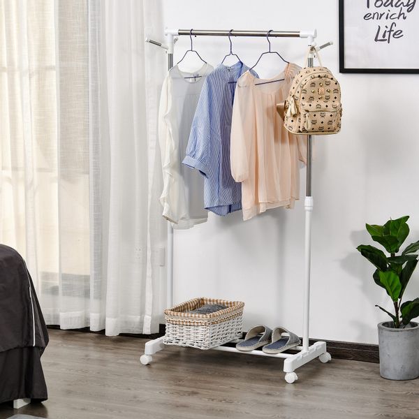 HOMCOM Kleiderständer mit Kleiderstange, Haken, Regal, günstig online kaufen