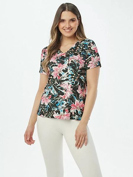 Christian Materne T-Shirt Kurzarmshirt Körpernah mit All-Over Blumendruck günstig online kaufen