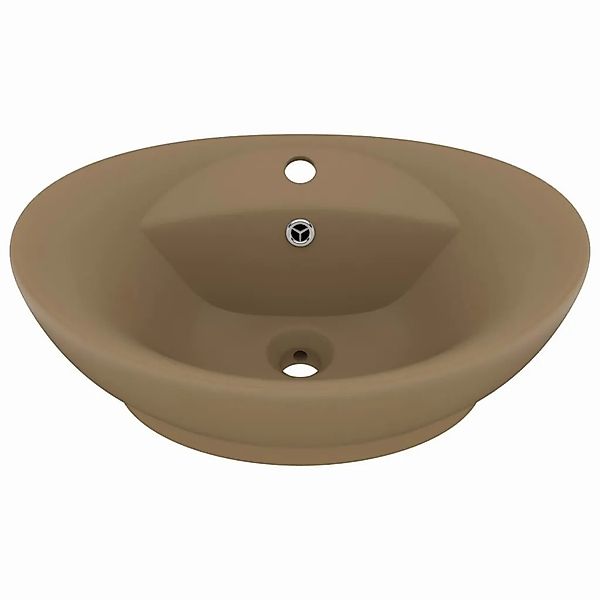 vidaXL Luxus-Waschbecken Überlauf Oval Matt Creme 58,5x39cm Keramik 146941 günstig online kaufen