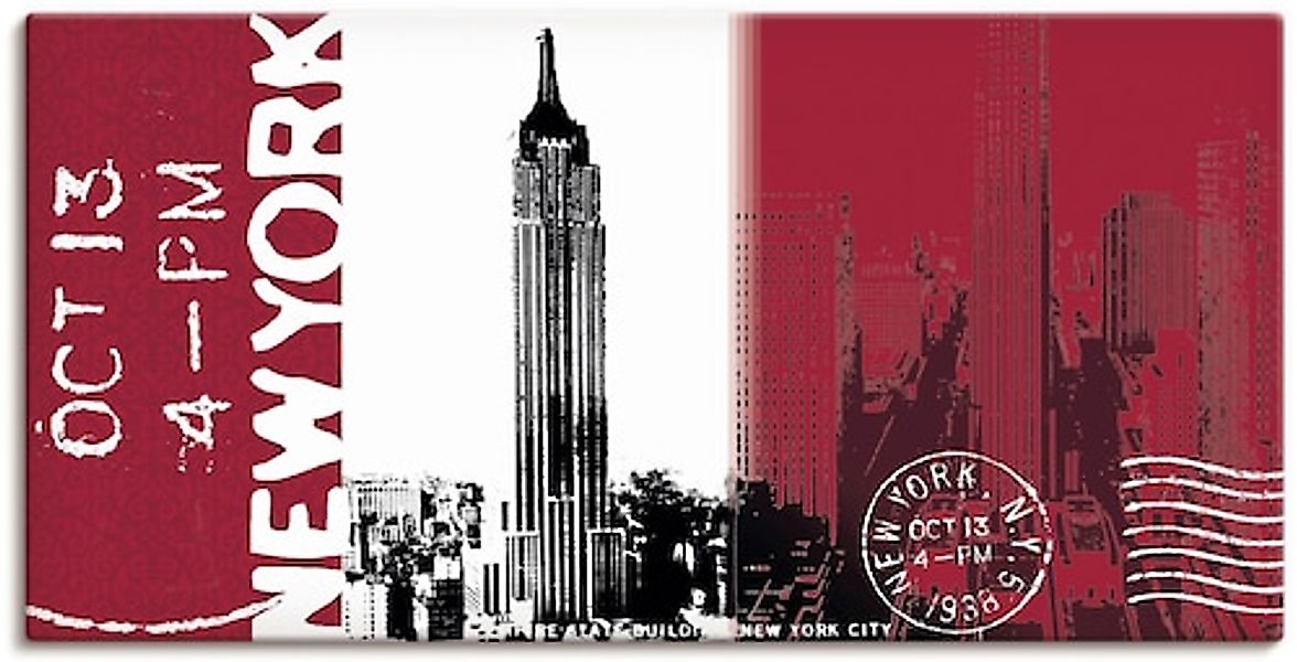 Artland Leinwandbild »New York - bordeaux«, Gebäude, (1 St.), auf Keilrahme günstig online kaufen