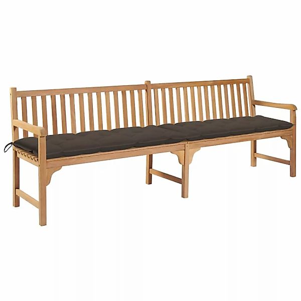 Gartenbank Mit Taupe Auflage 240 Cm Massivholz Teak günstig online kaufen