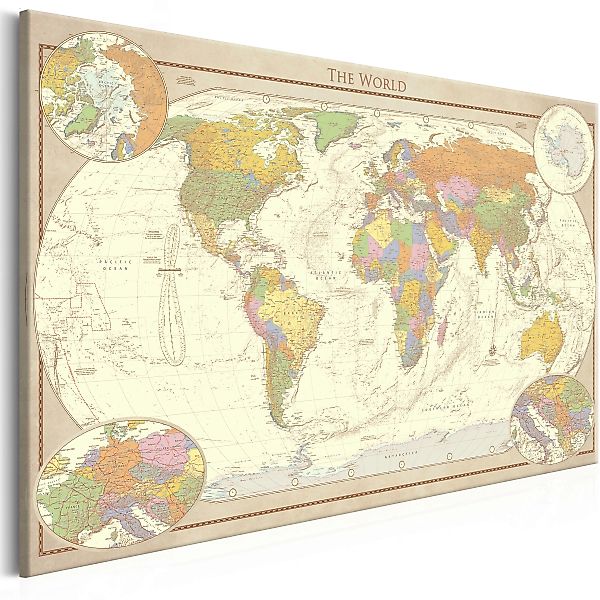 Wandbild - Cream World Map günstig online kaufen