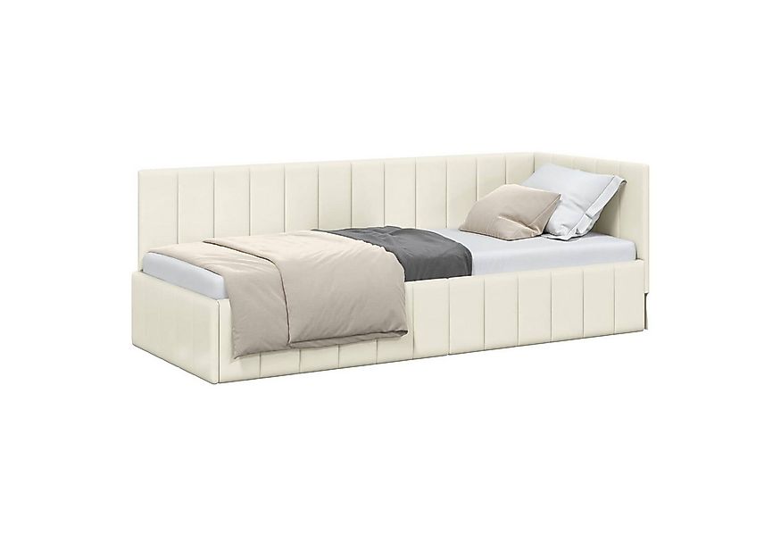 vidaXL Bett Eckbettgestell mit Kopfteil Creme 80 cm x 200 cm Samt (1-tlg) günstig online kaufen