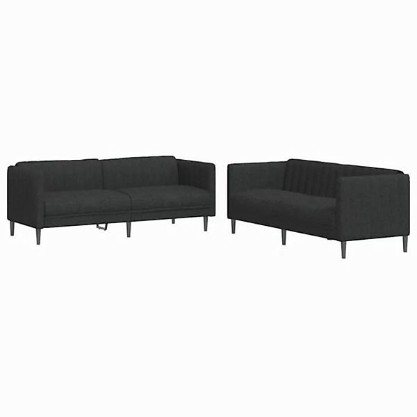 vidaXL Sofa Sofagarnitur Set mit Kissen Stoff, 2-tlg., Schwarz günstig online kaufen