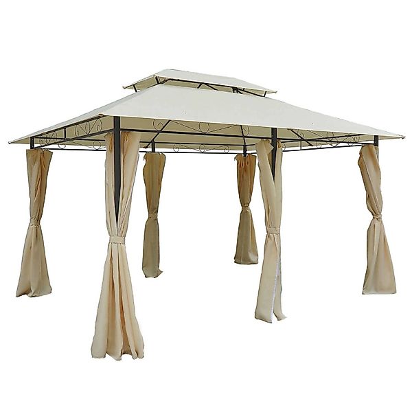 Outsunny Pavillon Stahl 180g/m² Polyester Beige+Dunkelgrau L300 x B400 x H2 günstig online kaufen