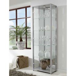 Glasvitrine in Silberfarben LED Beleuchtung günstig online kaufen