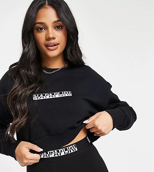 Napapijri – Box – Kurz geschnittenes Sweatshirt in Schwarz, exklusiv bei AS günstig online kaufen