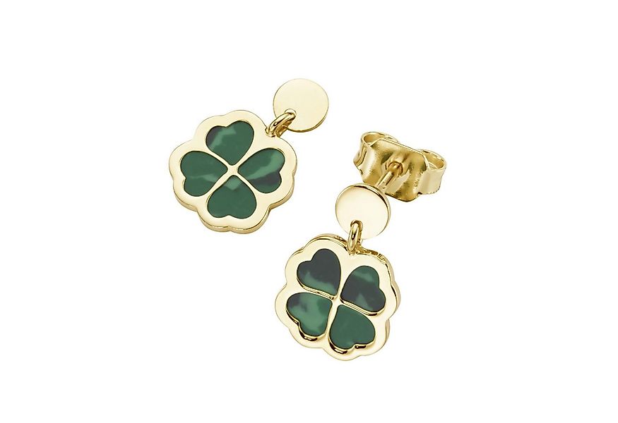 Luigi Merano Paar Ohrstecker Kleeblatt-Behang mit Malachit, Gold 375 günstig online kaufen