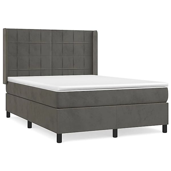 Vidaxl Boxspringbett Mit Matratze Dunkelgrau 140x190 Cm Samt günstig online kaufen