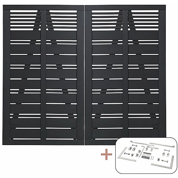 Plus Holz Doppeltor Silence Nadelholz Schwarz 200 cm x 170 cm günstig online kaufen