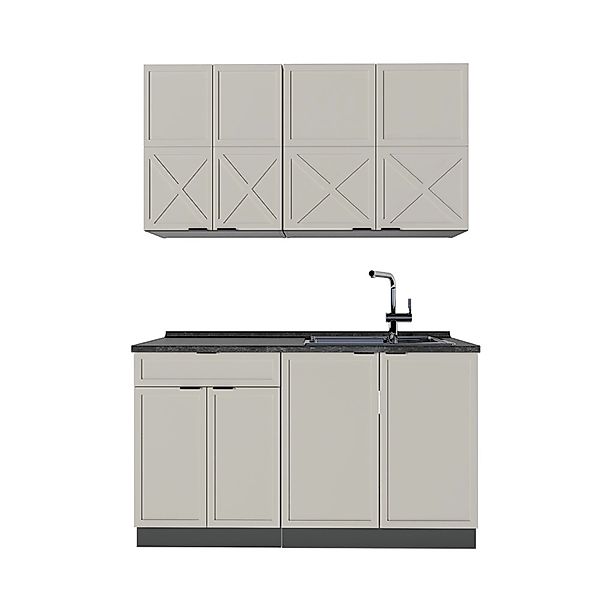 Vicco Fame-Line Singleküche GrauBeige/Anthrazit 140 cm AP Anthrazit günstig online kaufen