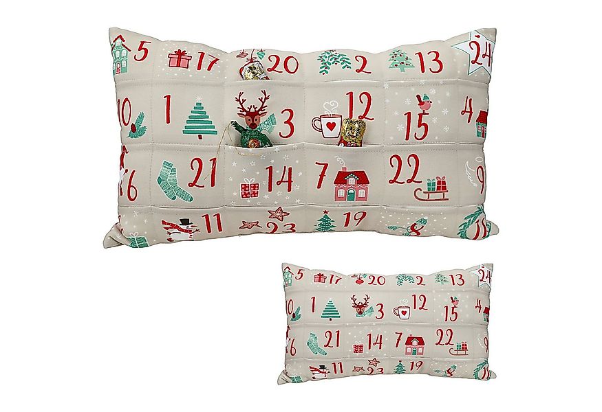 CEPEWA Adventskalender Adventskalender Kissen 24 Einstecktaschen 50x30cm Po günstig online kaufen