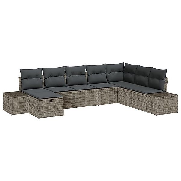 vidaXL Loungesofa 8-teiliges Garten Sofa Set mit Kissen graues Poly-Rattan, günstig online kaufen