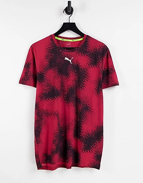 Puma – AOP – T-Shirt mit Logo in Schwarz und Rot günstig online kaufen