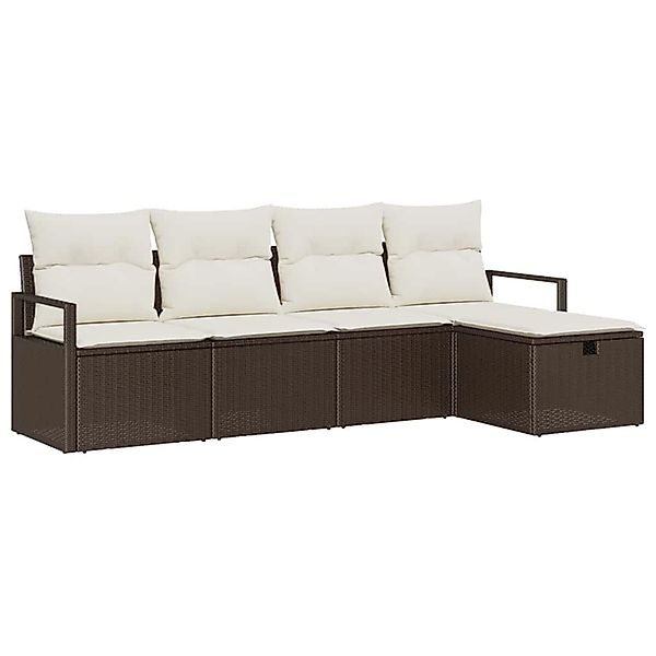 vidaXL 5-Teiliges Garten-Sofa-Set mit Kissen in Braun aus Poly Rattan 33604 günstig online kaufen
