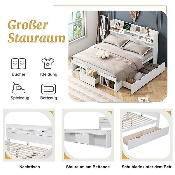 HAUSS SPOLE Holzbett 160x200cm mit USB-port & Schubladen & Stauschrank, ohn günstig online kaufen