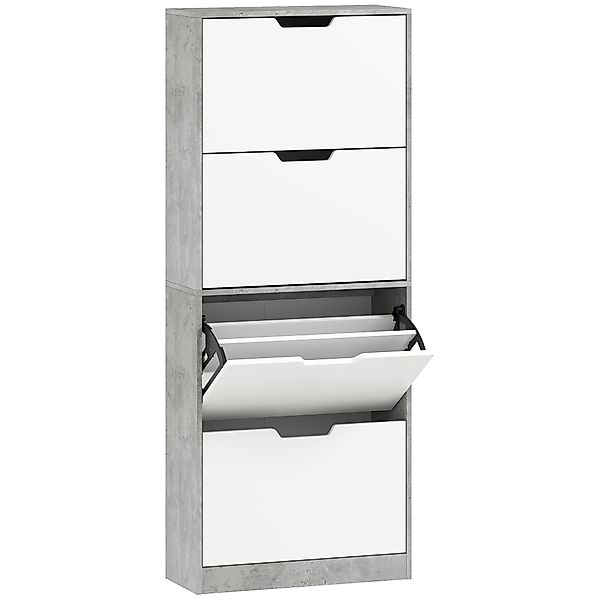 HOMCOM Platzsparender Slim-Schuhschrank mit 4 Klappen, Schuhschrank für den günstig online kaufen