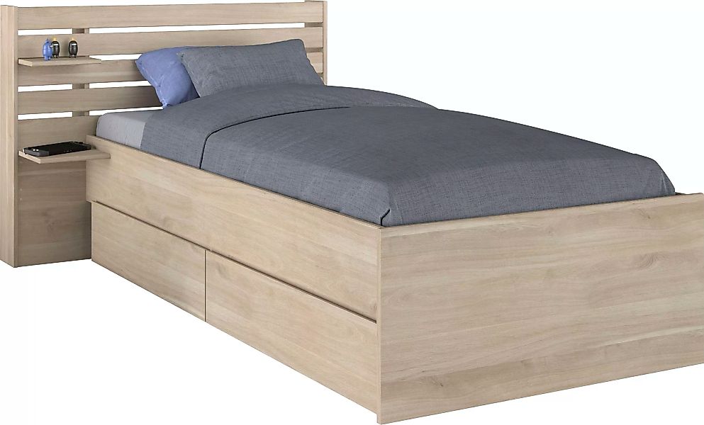 Bett mit Stauraum - 90 x 190/200 - Holzfarben - TENALIA günstig online kaufen